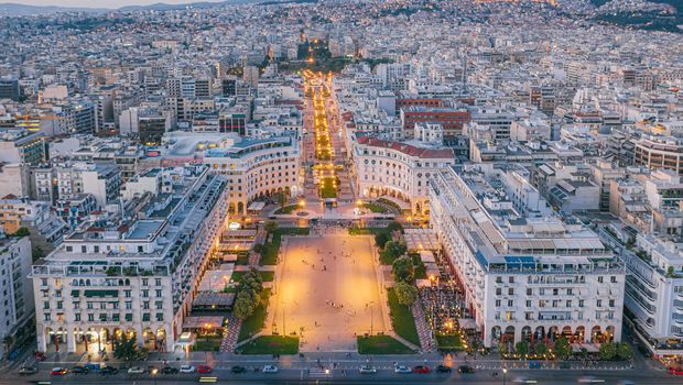 Abenddämmerung Aristotelous Platz