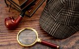 Sherlock-Holmes-Hut, Pfeife, Lupe