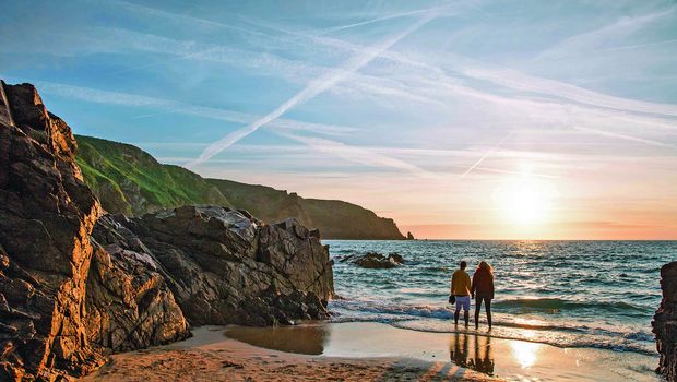 Jersey Sonnenuntergang über dem Meer