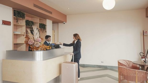 Lobby des Hotels Moderna Roma in Italien