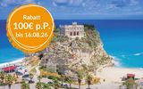 Kirche von Tropea auf Klippen, Kalabrien, Button
