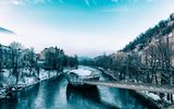 Murinsel in Graz in winter