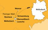 Reiseroute durch den Thüringer Wald 