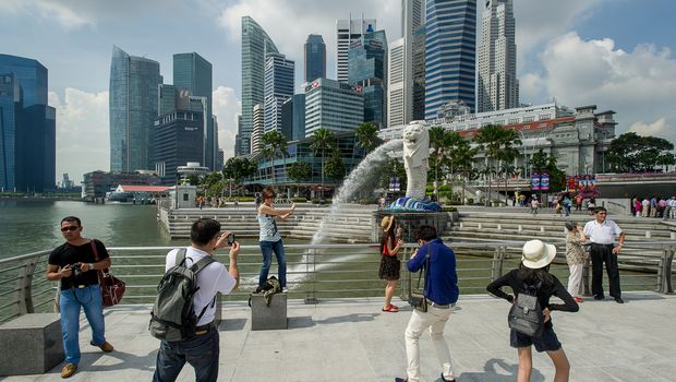 Skyline Merlion von Singapur 2
