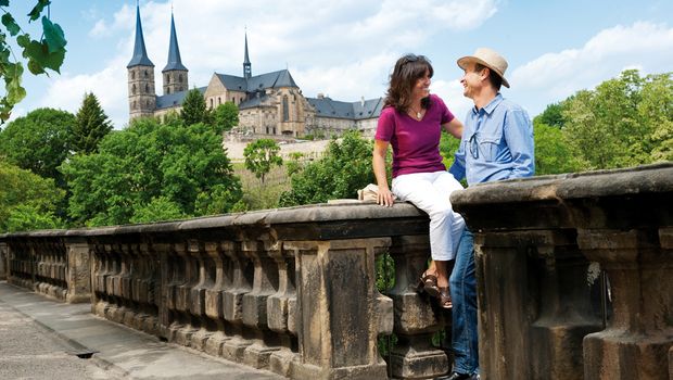 Bamberg, Blick vom Rosengarten auf das Kloster St. Michael