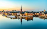 Gamla stan in Stockholm bei Sonnenuntergang