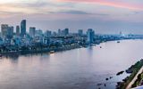 Skyline zum Sonnenuntergang, Phnom Penh