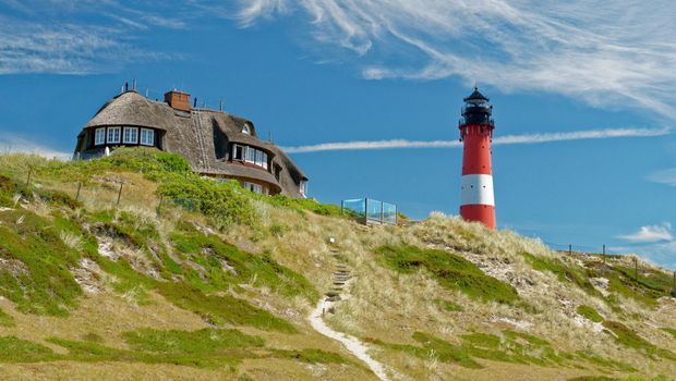 Leuchtturm in Hörnum auf der deutschen Nordseeinsel Sylt