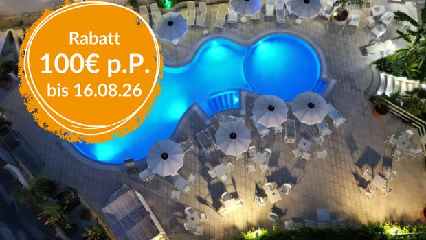 Luftaufnahme, Sicht auf Pool, Hotel La Praia, Button