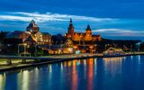 Stettin , Haken-Terrassen (Wały Chrobrego) bei Nacht