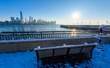 Blick auf New York im Winter