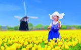 Lachendes Kind im Tulpenmeer
