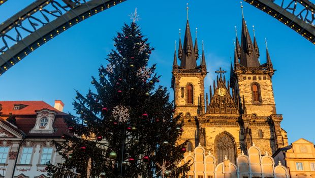 Prag Stadtplatz mit Weihnachtsbaum